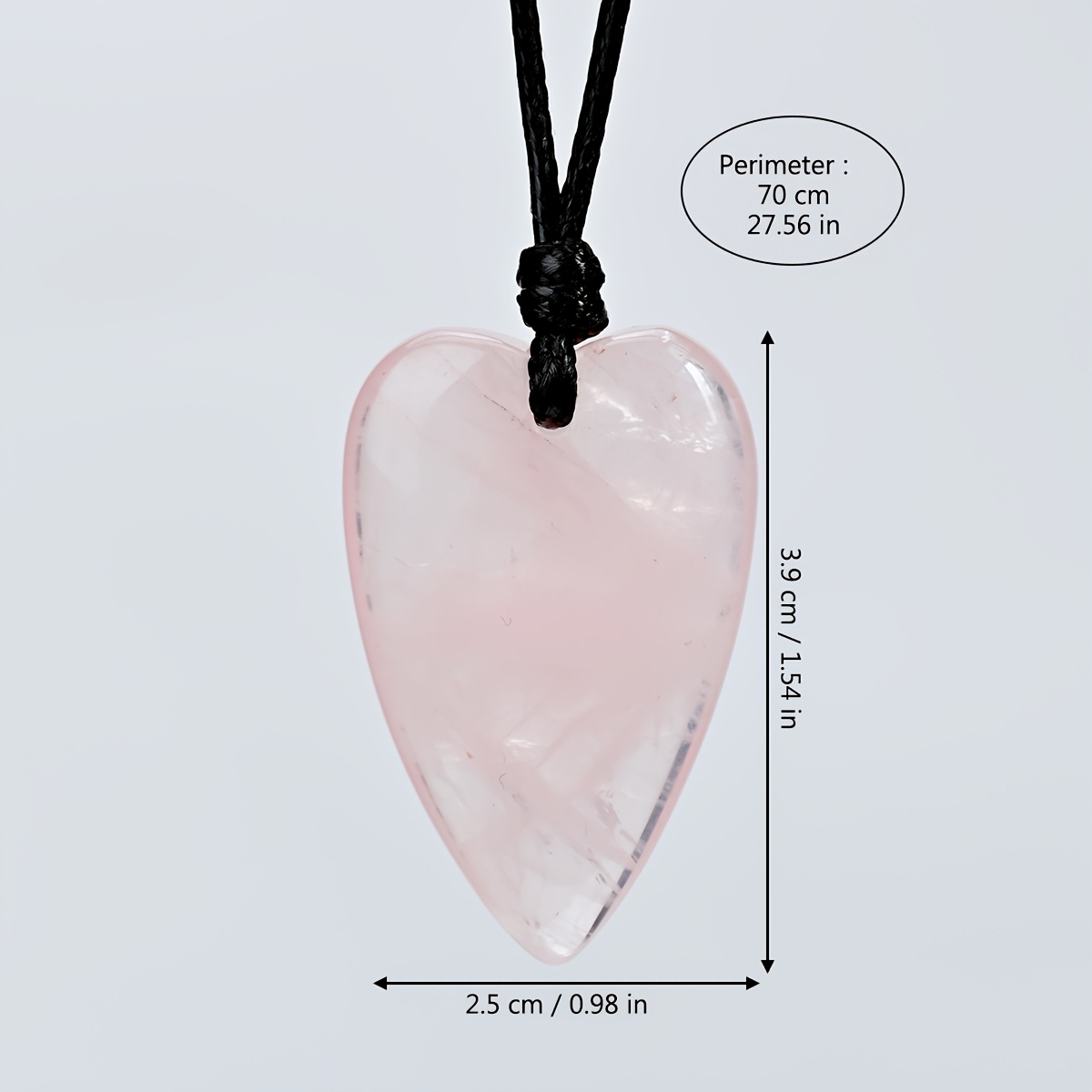 2pcs Natural Rose Quartz Heart-Shaped Pendant Necklace Set